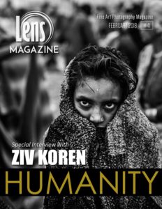 Ziv Koren interview on Lens Magazine Issue 41 dedicated to Humanity in Documentary Photography, Portrait, From arresting a suspect, mental problems to Holocaust survivors.