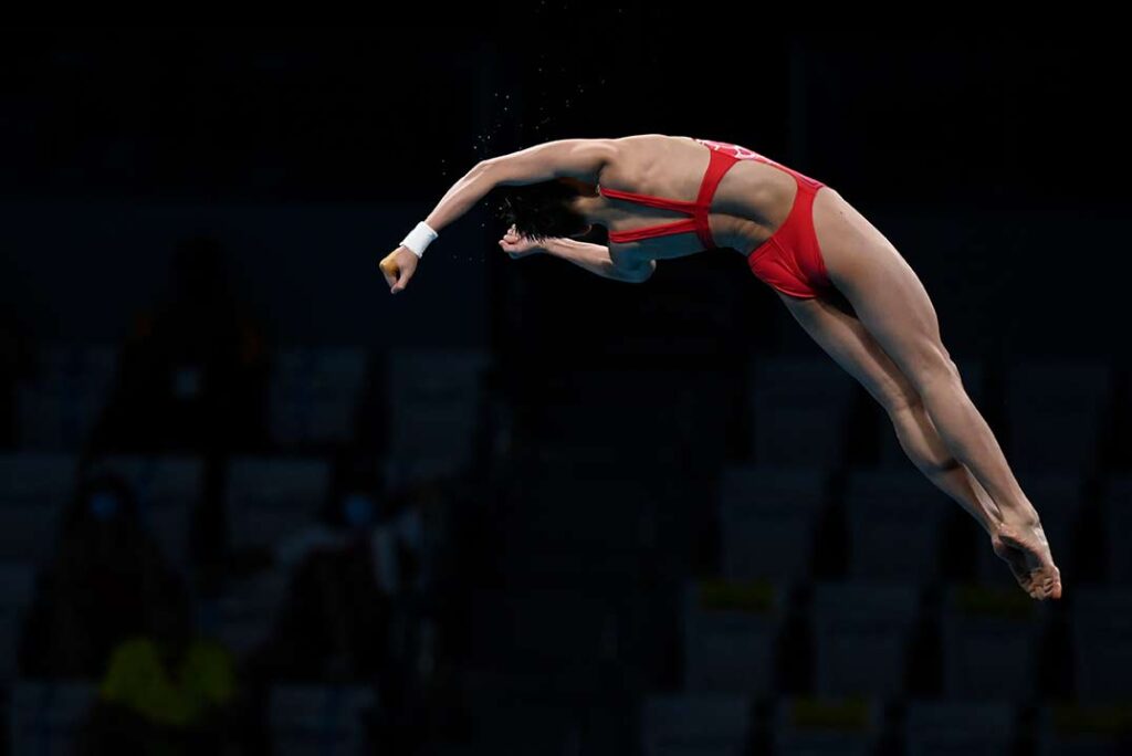 Quan Hongchan, 14-year-old Olympic diver and China's youngest athlete at the Tokyo 2020 Olympics, won a gold medal in the women's 10-meter platform diving competition on August 5. Mark Edward Harris © All rights reserved.