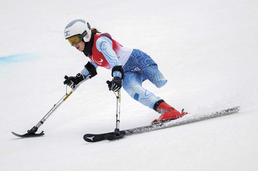  Israel's Sheina Vaspi on the slopes for the Women's Giant Slalom Standing Para Alpine Skiing competition, Beijing 2022 Olympics.
Mark Edward Harris/Zuma Press © All rights reserved.