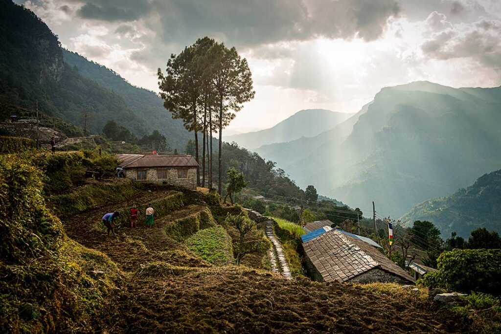 On the southern slopes of the Annapurnas, hill tribes have been practicing subsistence farming for centuries. The rugged, mountainous terrain ensured that places like this were reliable zones of refuge for those who wanted to live autonomously. 
Mick Stetson © All rights reserved.