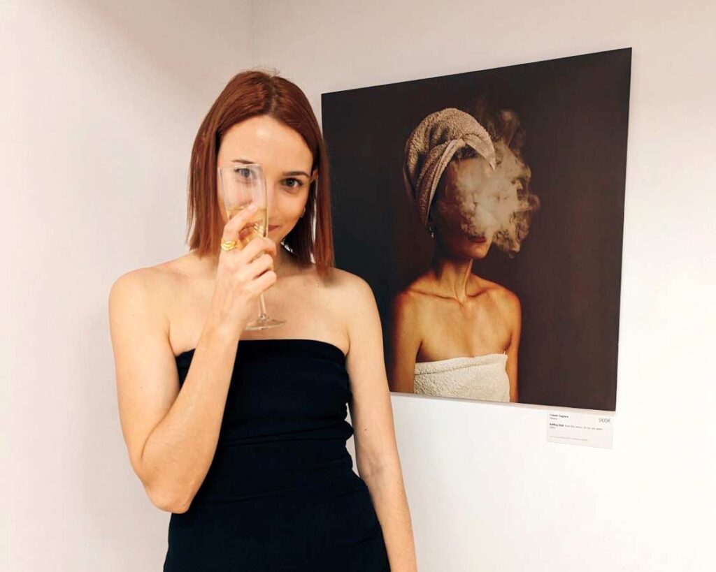 Foteini Zaglara at an exhibition with the artwork Rolling Boil ©
All rights reserved.