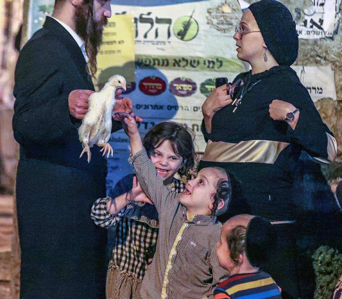 Parents and their children stand together.
Each of the three children reacts differently to the situation.
Yoram Biberman ©
All rights reserved.