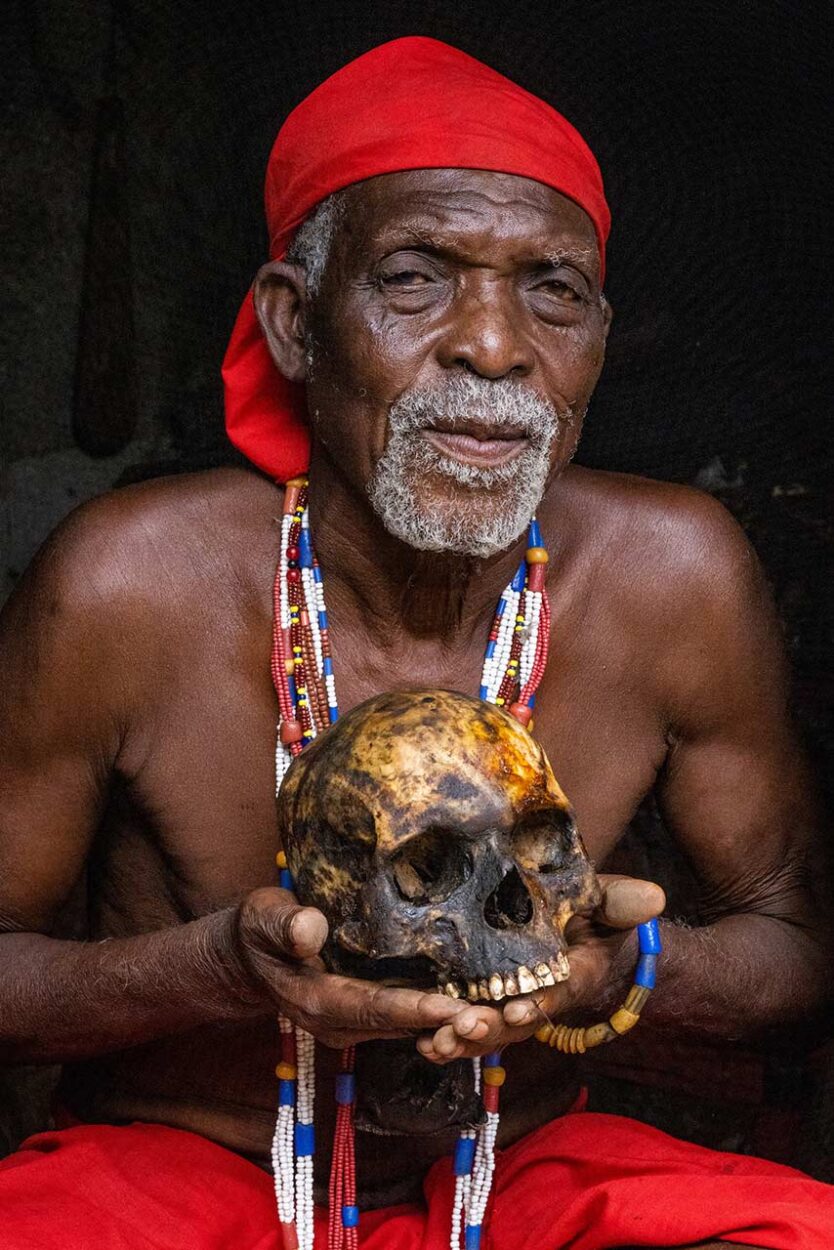 Shango High Priest
Portrait of Toffa holding a human skull. Toffa is a high priest of Shango, the traditional judiciary in Voodoo religion.
Inger Vandyke © All rights reserved.
